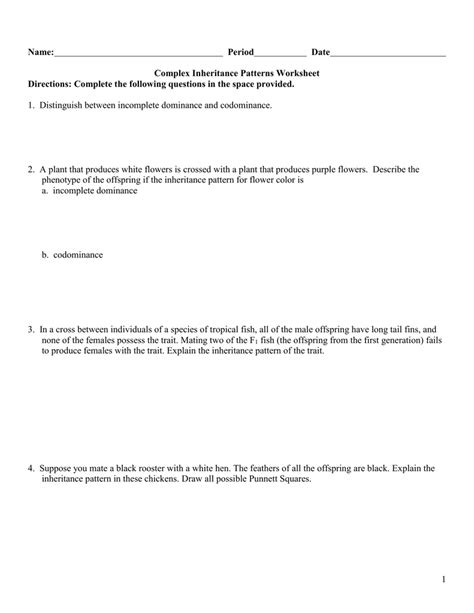 Patterns Of Inheritance Answer Key Doc