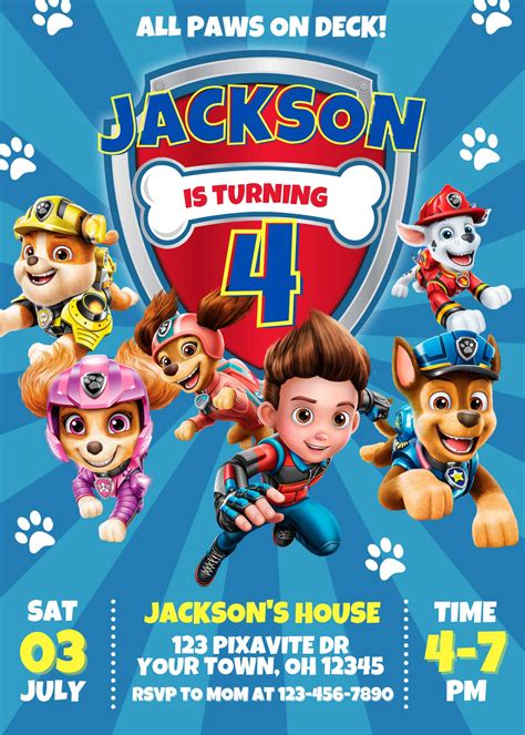 Paw Patrol Birthday Invitation Template