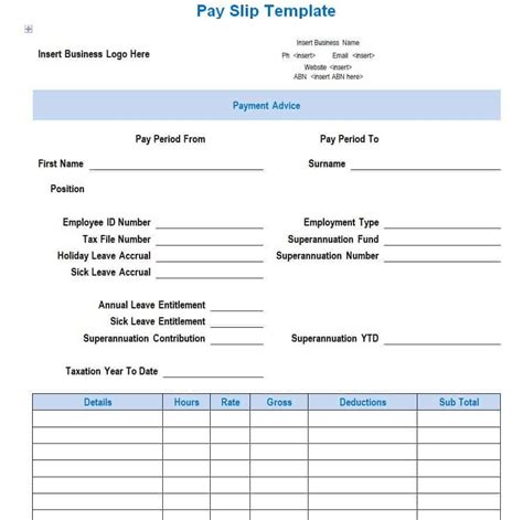 Pay Slip Template Word
