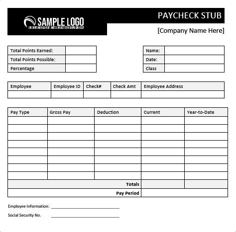 Paycheck Stub Templates For Microsoft Word