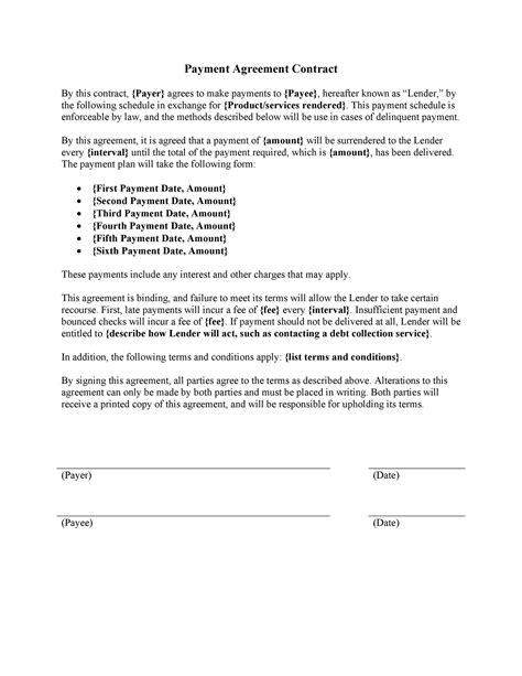 Payment Contract Agreement Template Free