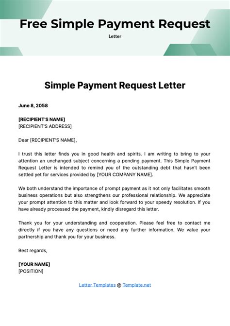 Payment Request Template Letter