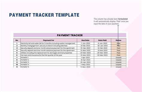 Payment Tracker Template Excel