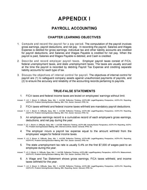 Payroll Accounting 2013 Appendix A Solutions Reader