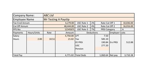 Payroll Statement Template