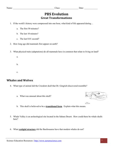 Pbs Evolution Great Transformations Answer Key Epub