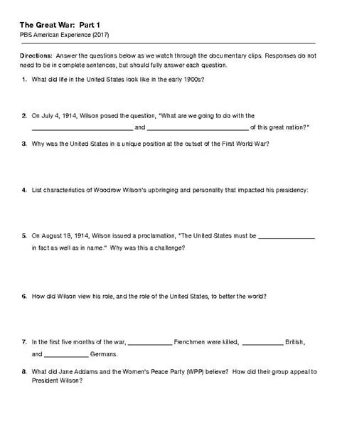 Pbs Great War Webquest Answer Key Epub