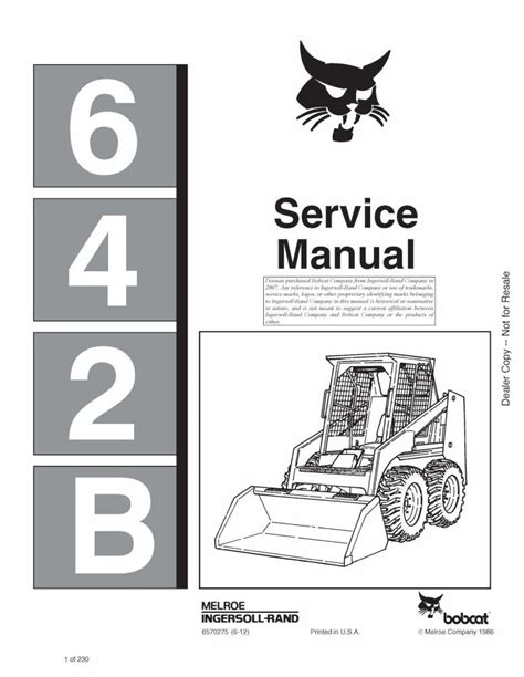 Pdf Ebook free manuals for bobcat 642b skid steer loader service PDF