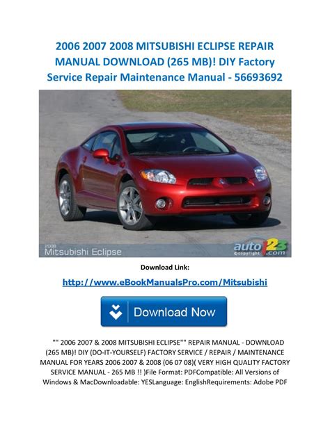 Pdf Manual 2007 Mitsubishi Eclipse Owners Manual Ebook Doc