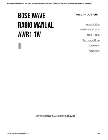 Pdf Manual Bose Awr1-1w User Guide Ebook Reader