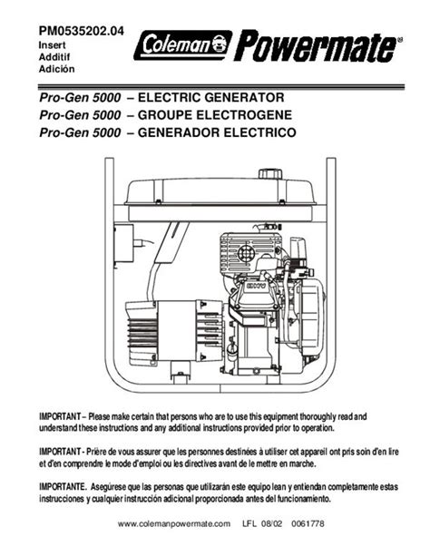 Pdf Manual Coleman Powermate 4000 Ebook PDF