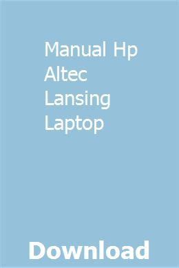 Pdf Manual Hp Altec Lansing Laptop Ebook PDF
