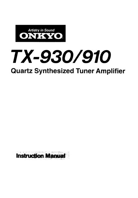 Pdf Manual Onkyo Tx-910 User Guide Ebook Kindle Editon