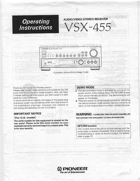 Pdf Manual Pioneer Vsx-455 User Guide Ebook Epub