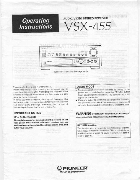 Pdf Manual Pioneer Vsx-455 User Guide Ebook Epub