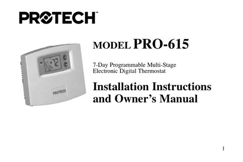 Pdf Manual Protech Thermostat Manual Ebook Kindle Editon