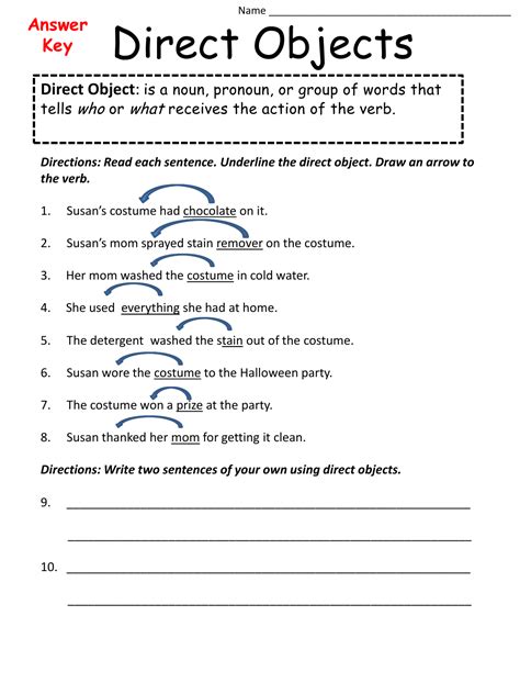 Pdf Sentence Diagramming Worksheet: Direct And Indirect Objects PDF