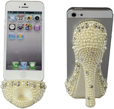 Pearl Crystal Phone Holder White Epub