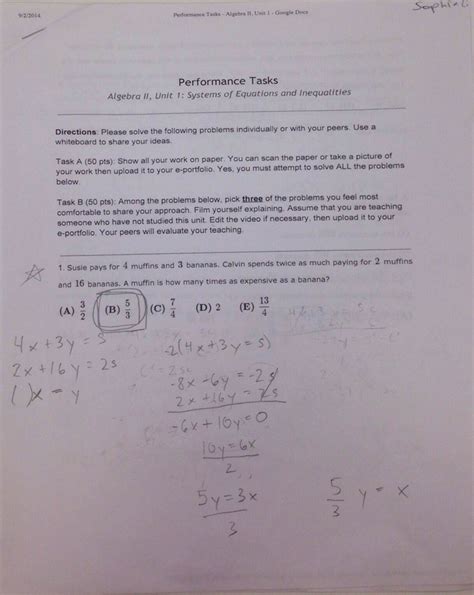 Pearson Algebra 2 Performance Tasks Answers Epub