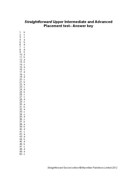 Pearson Answer Keys Intermediate Placement Test Reader