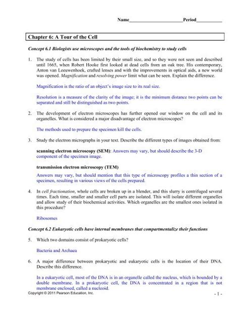 Pearson Cell Structure Function Guided Answers PDF