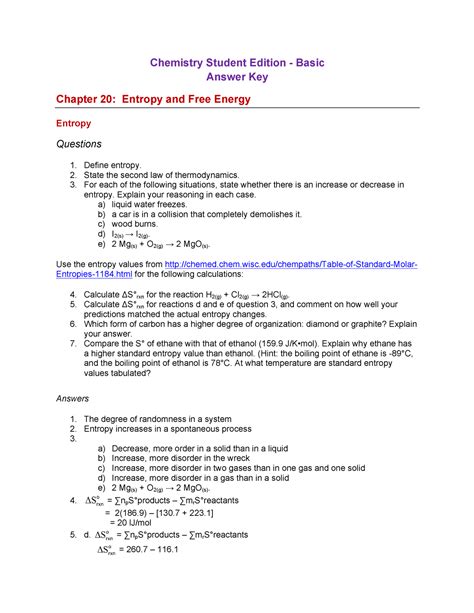 Pearson Chemistry Answer Key Ch 20 Doc