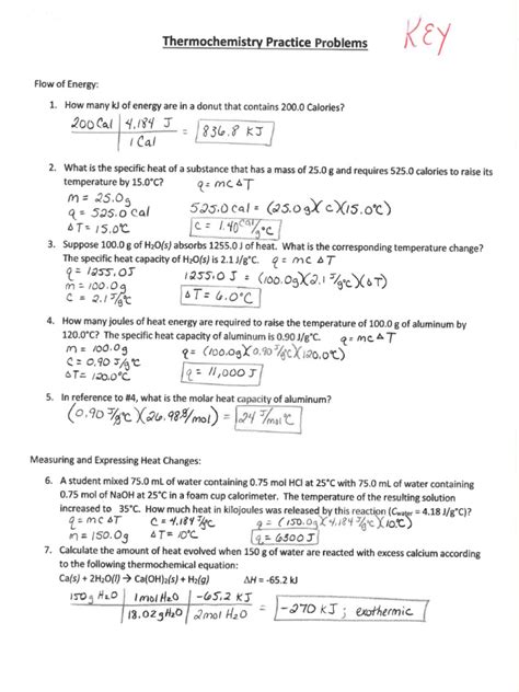 Pearson Chemistry Thermochemistry Answers Doc