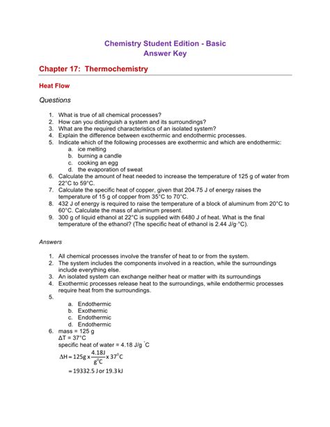 Pearson Chemistry Thermochemistry Workbook Answer Key Ebook Epub