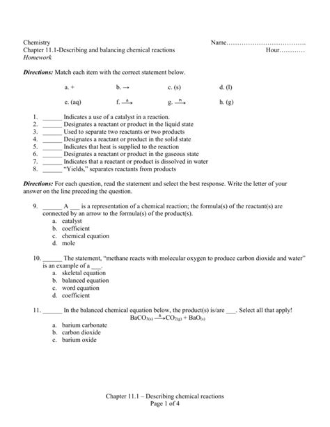 Pearson Education Describing Chemical Reactions Answers Kindle Editon