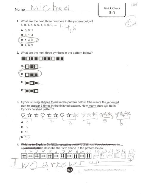 Pearson Education Grade 1 Math Answer Keys Kindle Editon