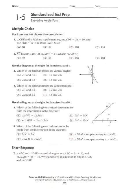 Pearson Hall Geometry Workbook Answers PDF