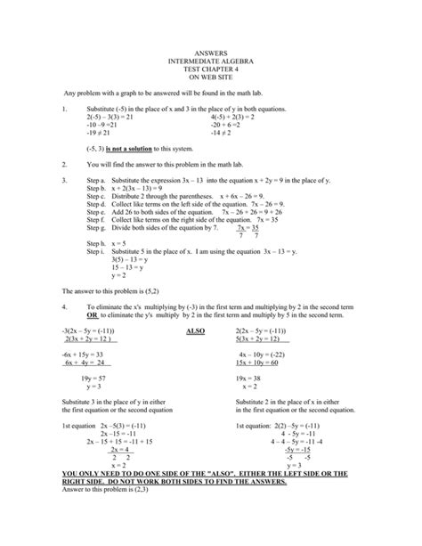 Pearson Intermediate Algebra Test Answer Key PDF