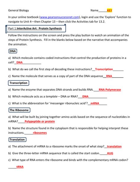 Pearsonsuccessnet Answer Key PDF