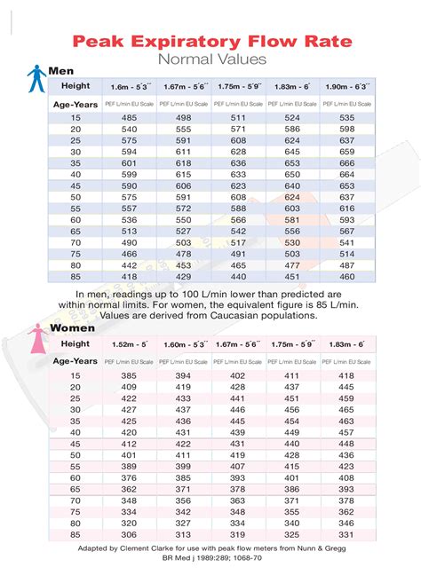 Pediatric Peak Flow Meter Chart