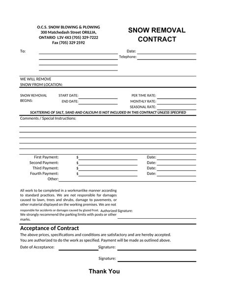 Per Push Snow Removal Contract Template