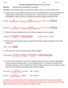 Percent Composition Answer Key PDF