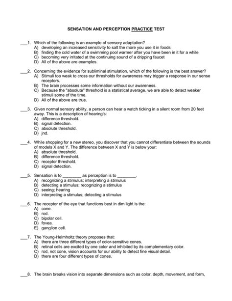 Perception Psychology Packet Answers Doc