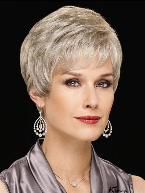 Perfect Monofilament Short Synthetic Grey Wigs