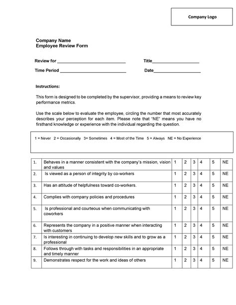 Performance Review Sample Answers Doc