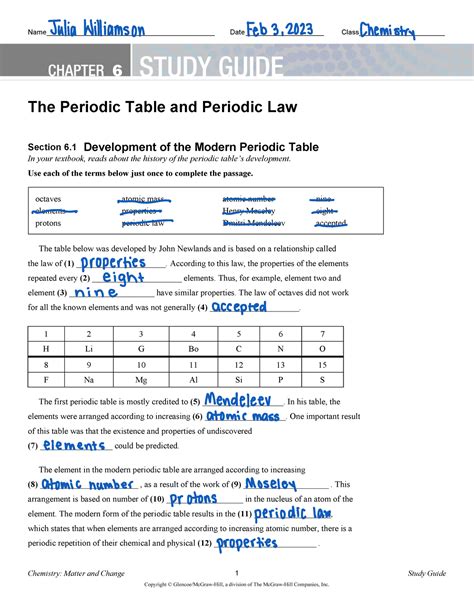 Periodic Law Answers Epub