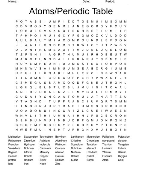 Periodic Table Word Search Answers Atoms Isotopes Doc