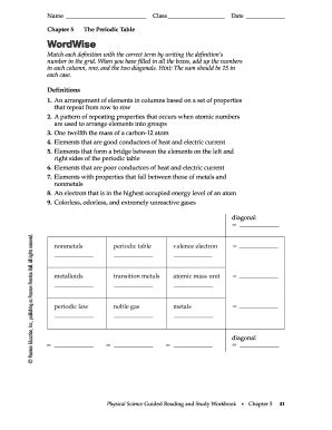 Periodic Table Word Wise Answers Doc