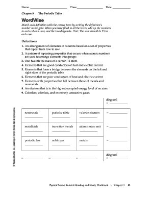 Periodic Table Wordwise Answers PDF
