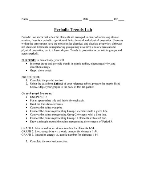 Periodic Trends Lab Answers Doc