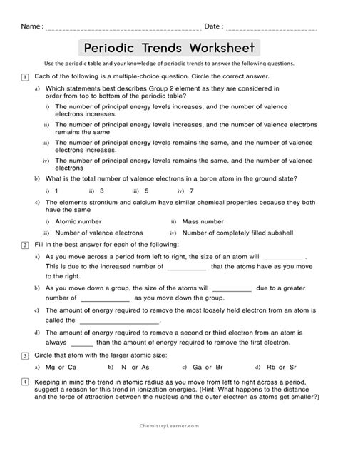 Periodic Trends Section Review Answers Reader