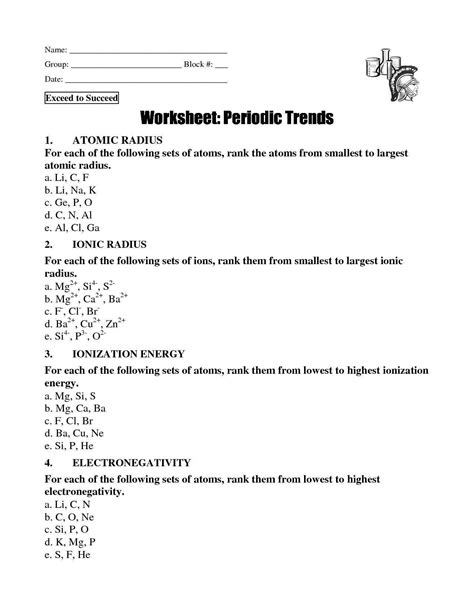 Periodic Trends Worksheet Answers Chemfiesta Reader