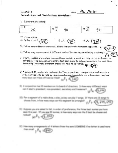 Permutations And Combinations Answers Acc Math 1 PDF