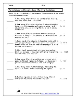 Permutations And Combinations Independent Practice Answer Doc