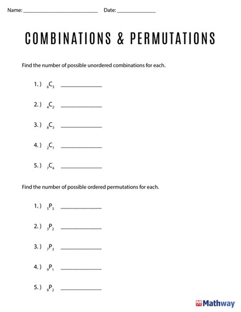 Permutations And Combinations Practice Worksheet With Answers Epub