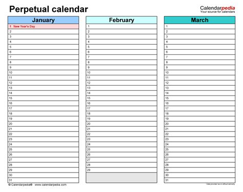 Perpetual Calendar Printable